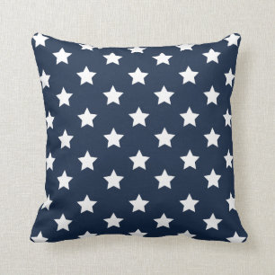 Almohada patriótica de las estrellas blancas y