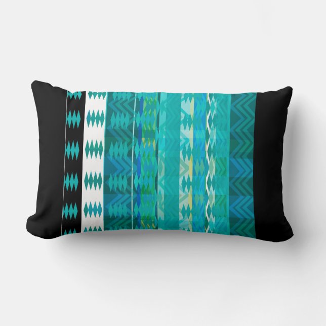 almohada patrón geométrico abstracto azul turquesa (Anverso)