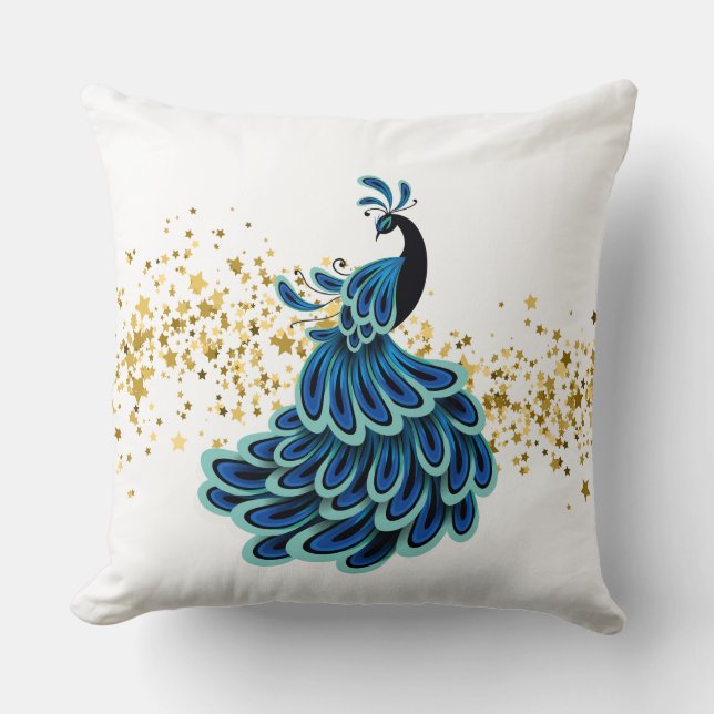 Almohada Pavo Real de Fiesta (Anverso)