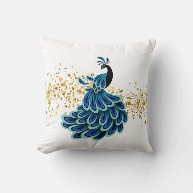 Almohada Pavo Real de Fiesta (Anverso)