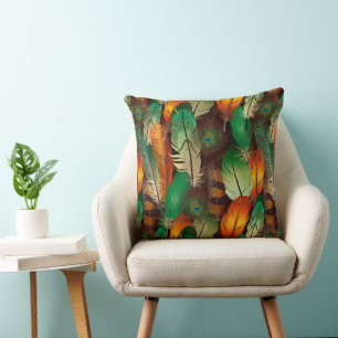 Almohada Peacock Plumas