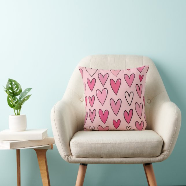 Almohada perfecta de corazones rosados pastel sin  (Silla)