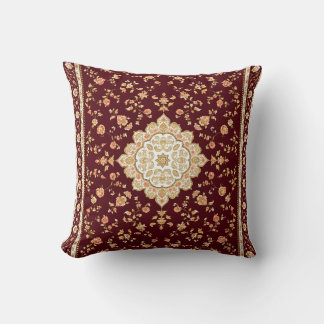 Almohada Persa Burgundy - Elegante Almohada Floral