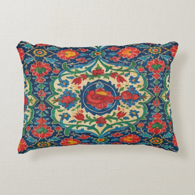 Almohada Persa de Arte de Azulejos – Tradición Col (Anverso)