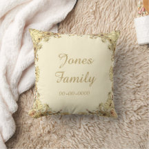 Almohada personalizable con nombre de familia y fe
