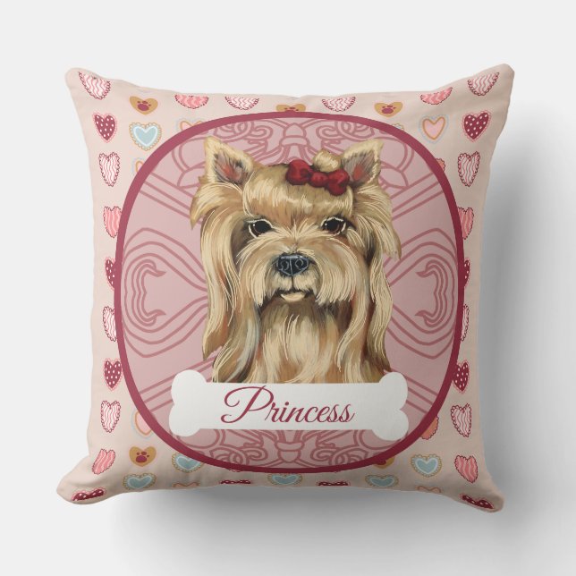 Almohada personalizable de San Valentín para Yorki (Anverso)