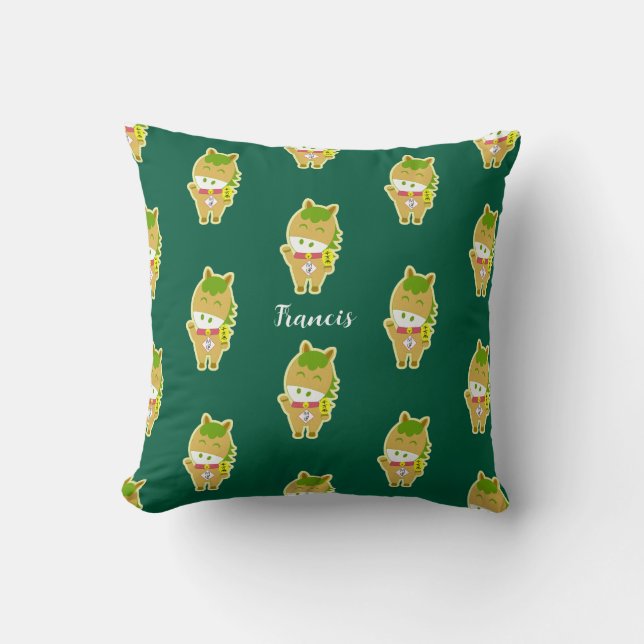 Almohada Personalizada Año del Caballo Afortunada  (Anverso)