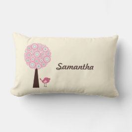 Almohada personalizada árbol retro rosado