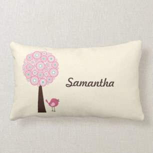 Almohada personalizada árbol retro rosado