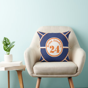 Almohada personalizada azul y naranja