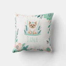 Almohada personalizada boho linda Yorkshire verde 
