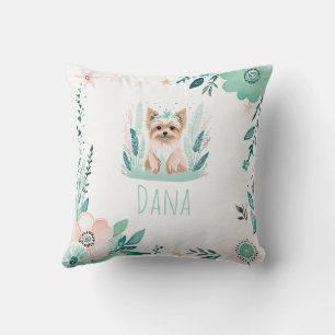 Almohada personalizada boho linda Yorkshire verde 