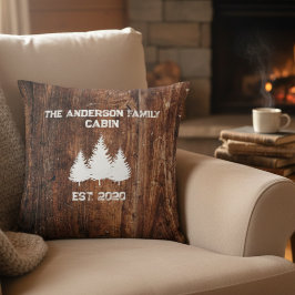 Almohada personalizada cabaña de madera rústica