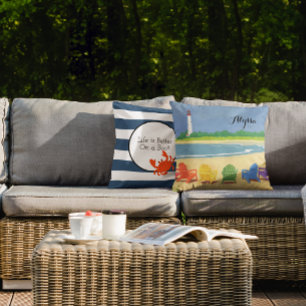 Almohada personalizada cangrejo náutico de la raya