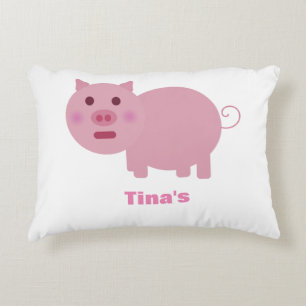 Almohada personalizada cerdo rosado tímido