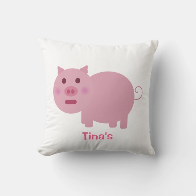 Almohada personalizada cerdo rosado tímido de la (Anverso)