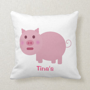 Almohada personalizada cerdo rosado tímido de la