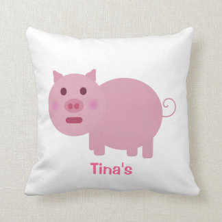 Almohada personalizada cerdo rosado tímido de la