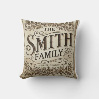 Almohada personalizada con apellido de familia – N