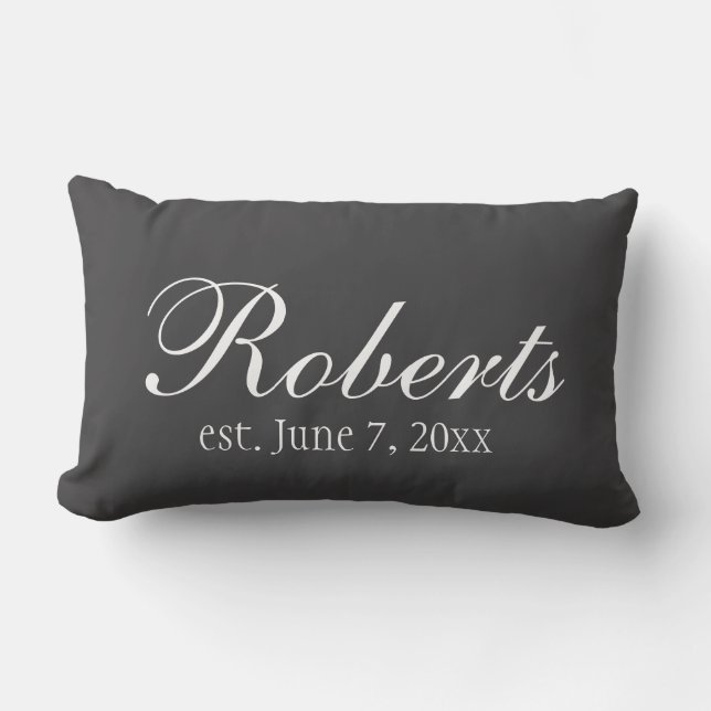 Almohada Personalizada con Apellido Familiar Gris  (Anverso)