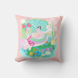 Almohada personalizada con bailarina y pájaros con