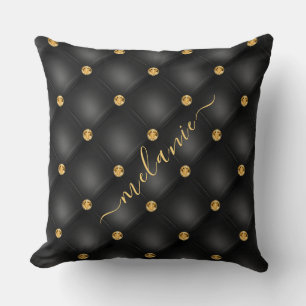Almohada personalizada con borla de oro negro