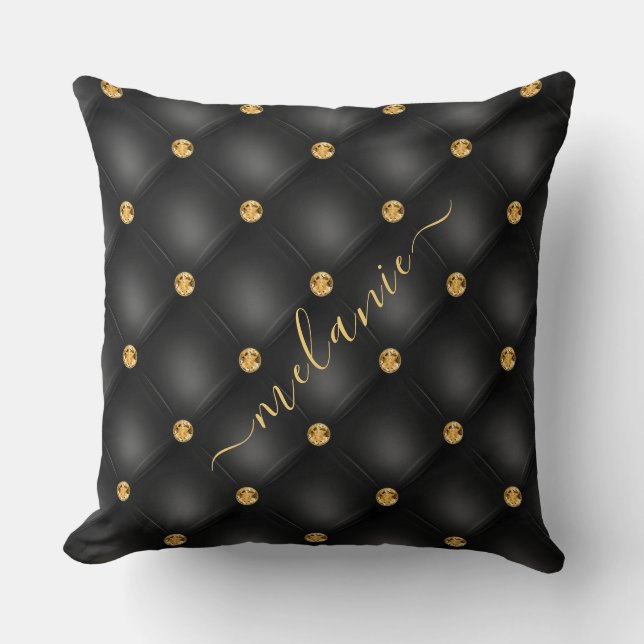 Almohada personalizada con borla de oro negro (Anverso)