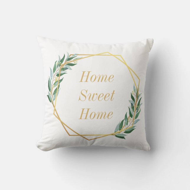 Almohada personalizada con diseño de hoja y oro (Anverso)