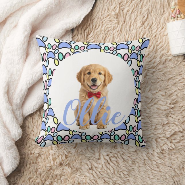 Almohada personalizada con estampado de patas y fo (Manta)