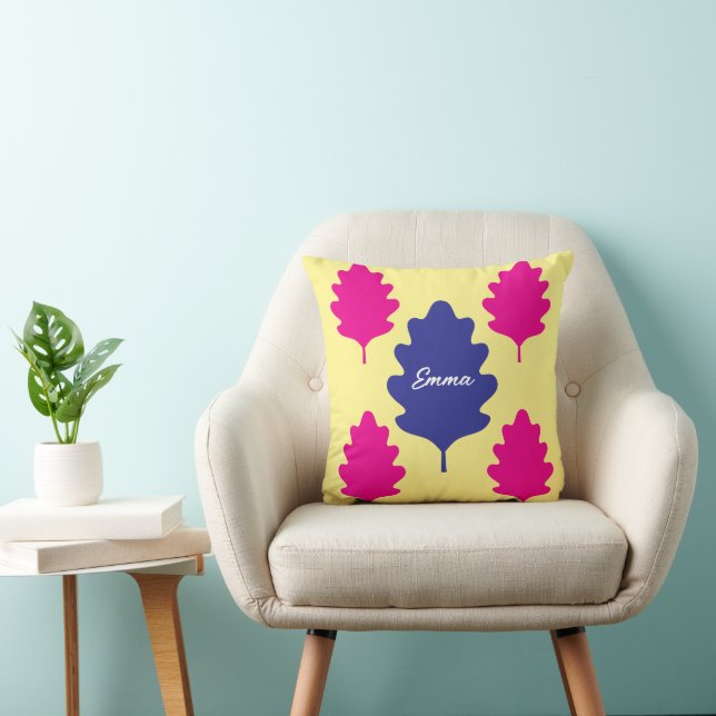 Almohada personalizada con flores y nombre para pa (Silla)
