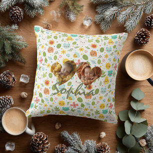 Almohada personalizada con foto de bebé y naturale