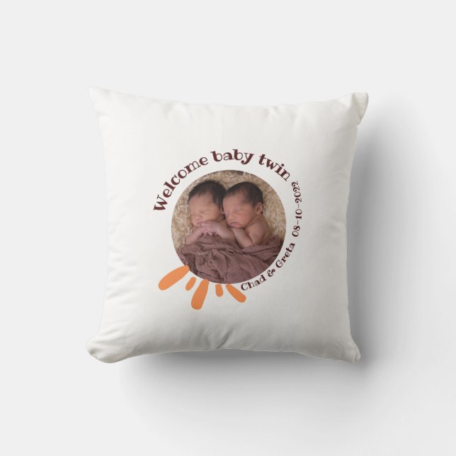 Almohada Personalizada con Foto de Bebés Gemelos | (Anverso)