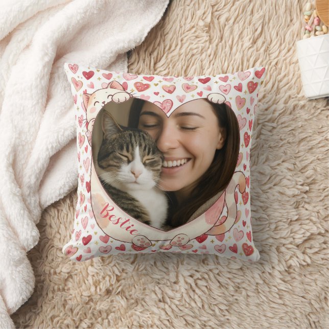 Almohada personalizada con foto de corazón de gato (Manta)