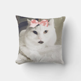 Almohada personalizada con foto de gato blanco lin