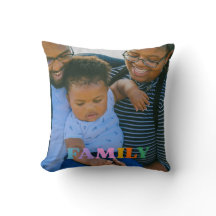almohada personalizada con foto tipografía moderna