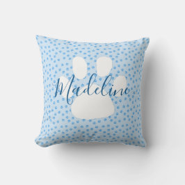 Almohada personalizada con huella de pata azul