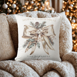 Almohada personalizada con lazo de Navidad elegant