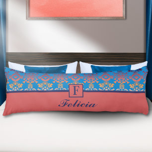 Almohada personalizada con monograma de damasco de