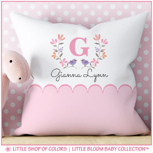 Almohada Personalizada con Nombre de Bebé con Flor
