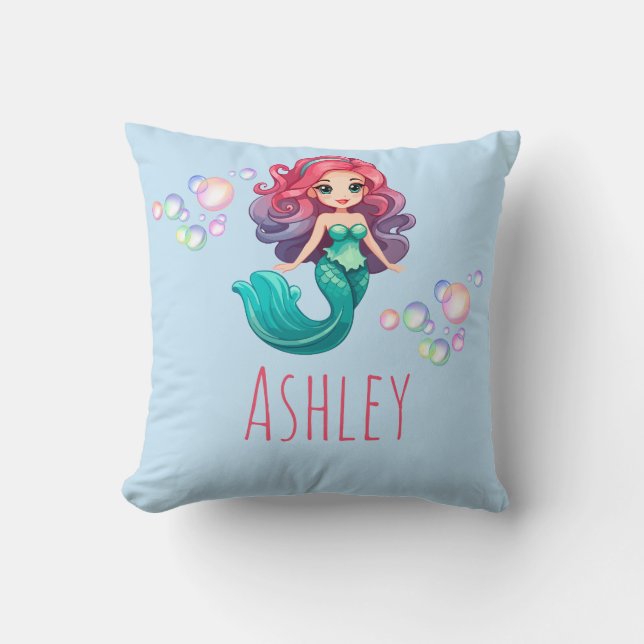 Almohada personalizada con nombre de sirena con ac (Anverso)