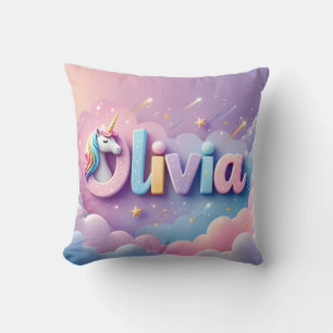 Almohada personalizada con nombre de unicornio pas