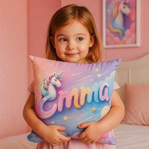 Almohada personalizada con nombre de unicornio pas