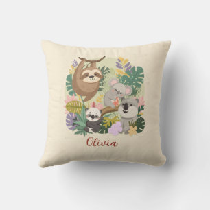 Almohada personalizada con nombre floral de animal