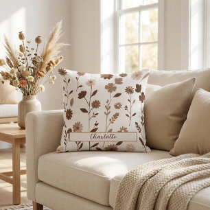 Almohada personalizada con nombre y diseño floral