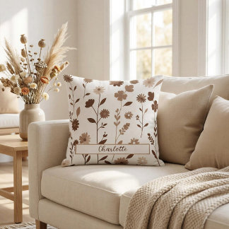 Almohada personalizada con nombre y diseño floral