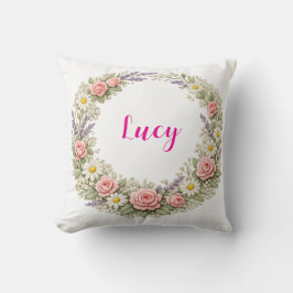 Almohada Personalizada con Nombre y Flores Regalo 