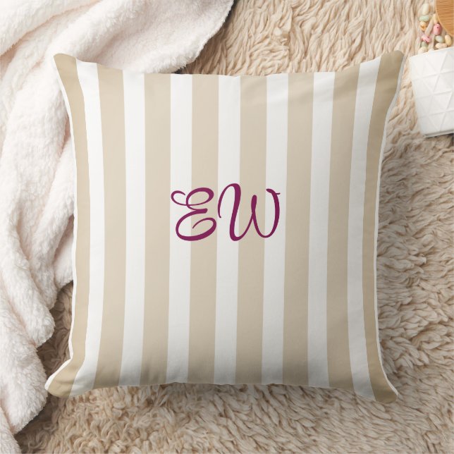 Almohada personalizada con raya de monograma | San (Manta)