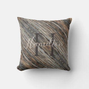 Almohada personalizada con un diseño de madera HAM