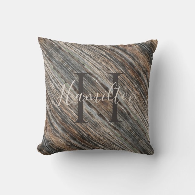 Almohada personalizada con un diseño de madera HAM (Anverso)