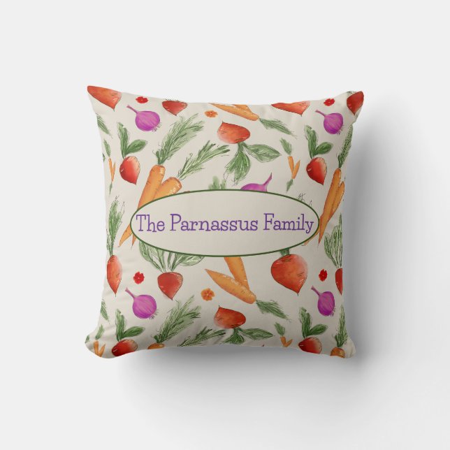 Almohada personalizada de acuarela de verduras de  (Anverso)